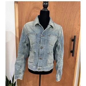 Vintage Ralph Lauren Denim Chore Coat 90's Y2K Broken Wmns Large Distressed